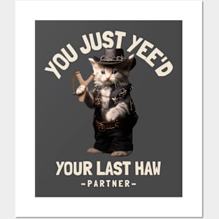 Cute Funny Kitten Cowboy Posters and Art